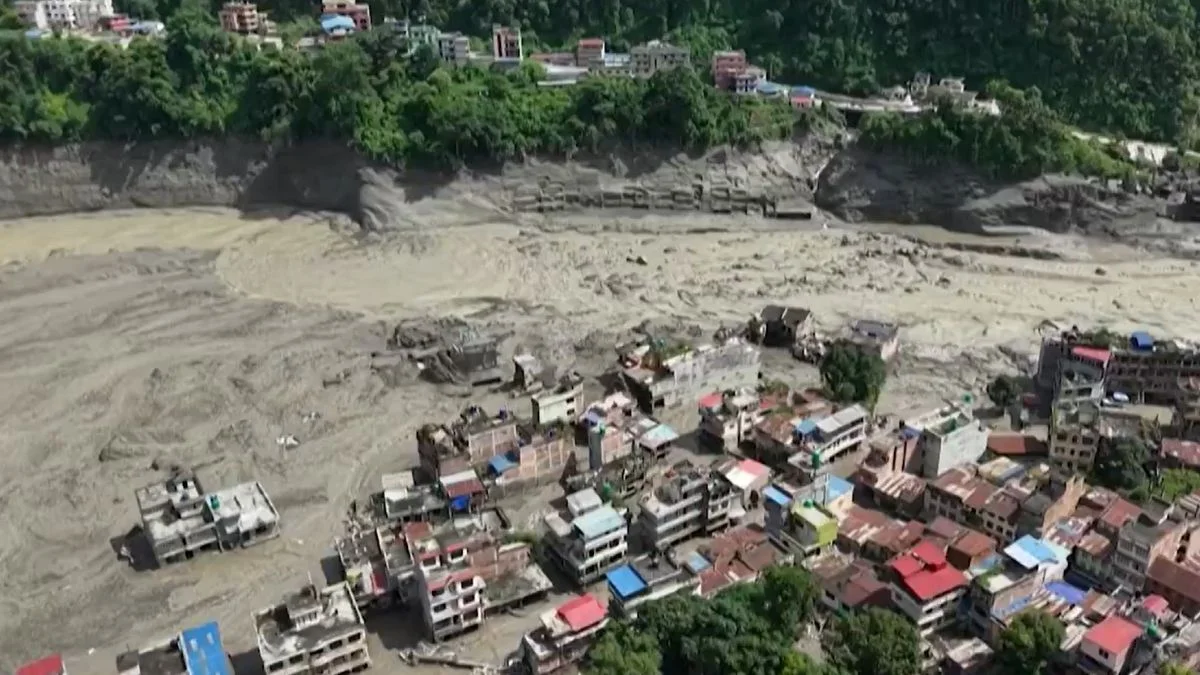 Aerial footage shows scale of devastation in Nepal after flash floods claim over 160 lives