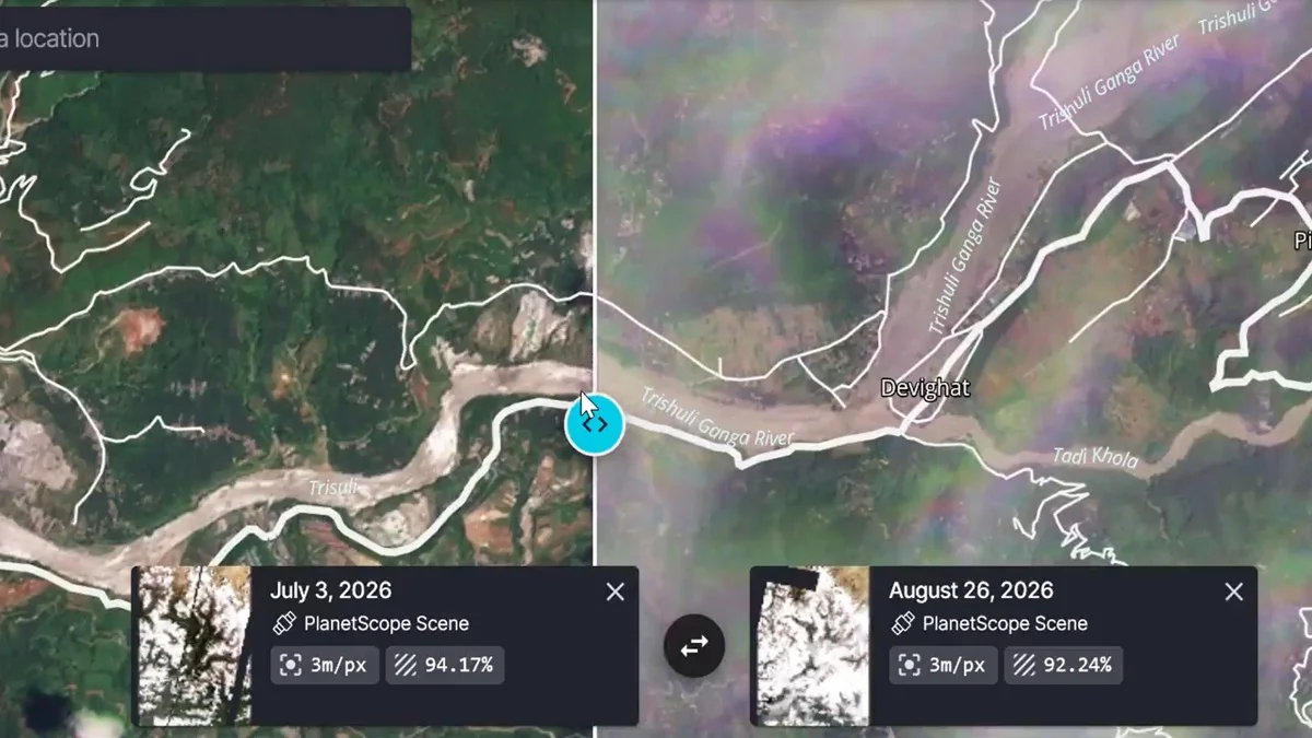 From Syaphrubesi to Devighat: Satellite images show before and after Nepal flash flood